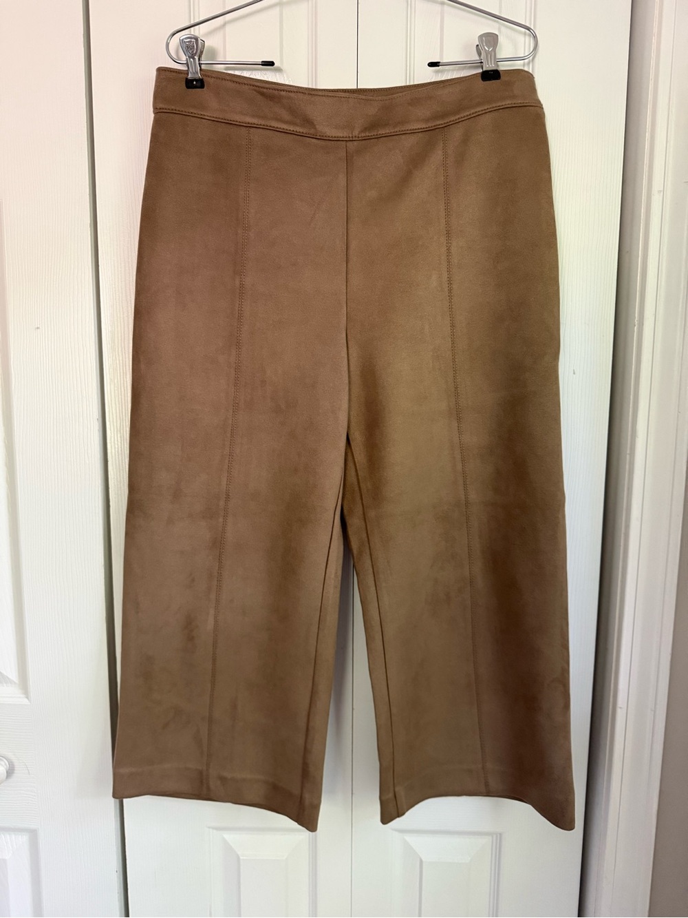 Ann Taylor Petite Cropped Faux Suede Wide Leg Pants - Camel